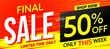 Website header banner with final sale up to 50 percent off