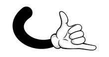 Hand Pose With Protruding Fingers Black White. Clipart Pose Fingers Creativ In White Gloves, Vector Illustration