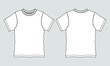 © ClothingArtStudio  - Regular fit Short sleeve T-shirt technical Sketch fashion Flat Template With Round neckline Front and back view. Clothing  Art Drawing  Vector illustration basic apparel design Mock up.