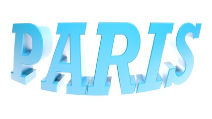 Poster - PARIS blue write on white background - 3D rendering illustration