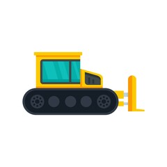 Poster - Contruction bulldozer icon flat isolated vector