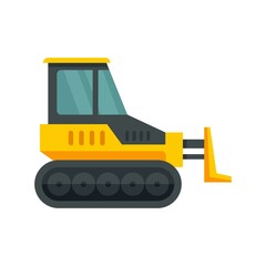 Poster - heavy bulldozer icon flat isolated vector
