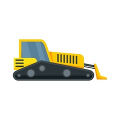 Poster - road bulldozer icon flat isolated vector