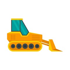 Poster - front bulldozer icon flat isolated vector