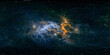 Leinwandbild Motiv 360 degree space background with nebula and stars, equirectangular projection, environment map. HDRI spherical panorama.