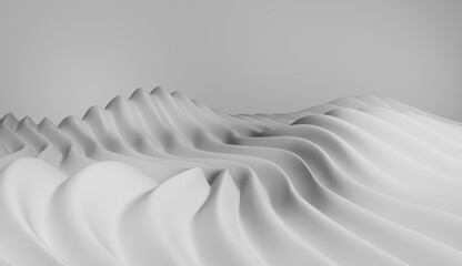 Fototapete - Elegant white background with curved wave lines. 3d render illustration