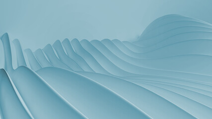 Fototapete - Elegant blue background with curved wave lines. 3d render illustration