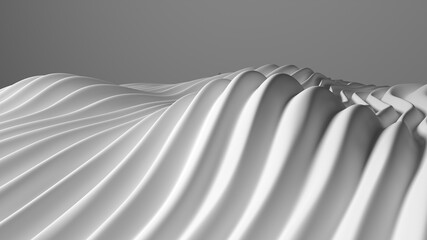 Fototapete - Elegant white background with curved wave lines. 3d render illustration