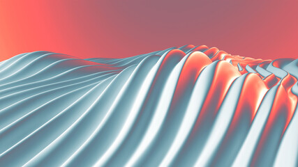 Fototapete - Abstract background with curved wave lines. 3d render illustration
