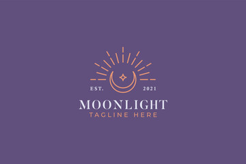 Sacred Geometric Moon Light Symbol Logo