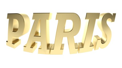 Poster - PARIS brass write on white background - 3D rendering illustration