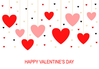 Sticker - Valentines day greeting card with hanging hearts