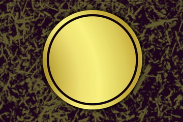 Wall Mural - golden circle frame shiny metallic texture on dark background with copy space