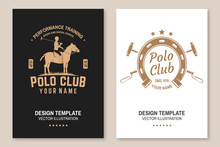 Set Of Polo Club Sport Badges, Patches, Emblems, Logos. Vector Illustration. Vintage Monochrome Equestrian Label With Rider And Horse Silhouettes. Concept For Shirt Or Logo, Print, Stamp Or Tee.