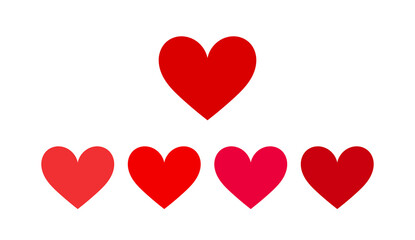 Wall Mural - Red hearts icons isolated on white background.