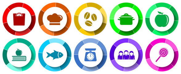 Fototapete - Set of food and lifestyle web vector icons, flat design illustration for webdesign and mobile applications