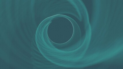 Fototapete - Wavy swirl of moving lines on a dark green background. 3d render loop animation