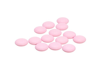 Poster - pink pills isolated on white background