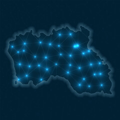 Poster - santa maria island network map. abstract geometric map of the island. digital connections and teleco