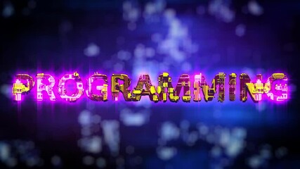 Poster - Programming lighting pink - yellow neon text in cyberpunk style
