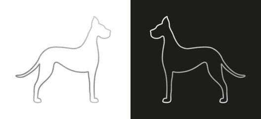 Wall Mural - Silver Dog Shape - Isolated Dog Silhouette