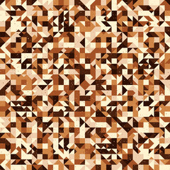Poster - Coffee pattern of triangles resembling broken shapes. Vector from kaleidoscopic shapes, mosaic and geometric coffee roughness.