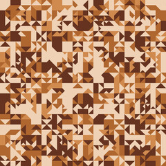Poster - Coffee brown pattern of triangles resembling broken shapes. Vector from kaleidoscopic shapes, mosaic coffee roughness.