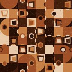 Aufkleber - Abstract tiles of brown color with grain. Vector coffee texture from unusual shapes, creative execution, decor.