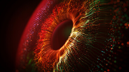 Wall Mural - 3d lens inside eyes animation. transparent alpha channel. eye implants simulation 4 sci fi, document