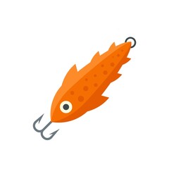 Poster - Fish bait diving icon flat isolated vector