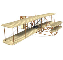 Wright Brothers Airplane. 3D Rendering Illustration Of The First Airplane (Flyer I) Designed And Made By The Wright Brothers.