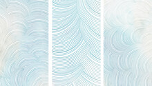 Abstract Blue Waves Watercolor Texture Banner, Vector Background  Pattern  Set