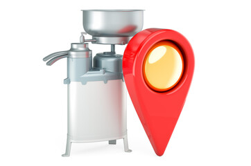 Poster - Milk separator with map pointer. 3D rendering