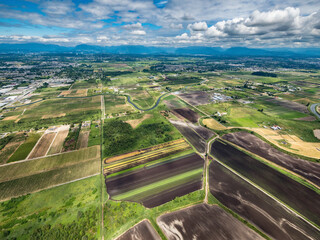 Poster - Stock Aerial Photo of Farmland Nicomeckl River South Surrey BC  , Canada