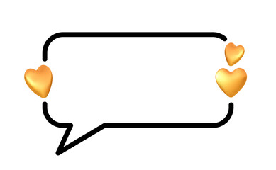 Sticker - Black speech bubble with yellow hearts.