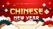 Chinese new year editable text style effect with paper cut style. Suitable for Asian event concept.