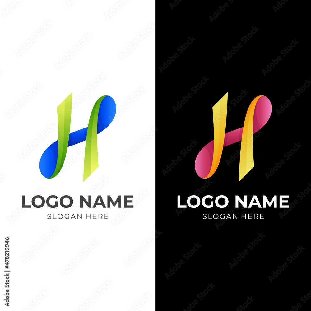 letter H logo vector with 3d colorful style Stock Vector | Adobe Stock