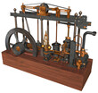 James Watt Steam Engine. 3D Rendering Illustration of a Steam Engine devised, built and perfected by Scottish inventor James Watt patented in 1769.