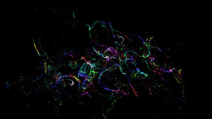 Poster - Blue and Orange Wavy Particle Surface