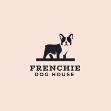 French Bulldog Negative Space Dog Logo Mascot Icon Illustration. French Bulldog Logo. 