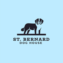 Saint Bernard Negative Space Dog Logo Mascot Icon Illustration