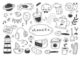 Sticker - Set of cute hand drawn doodle vector illustration