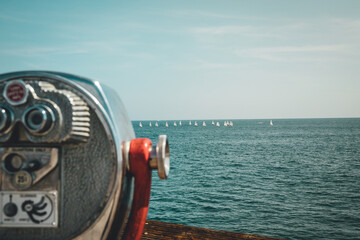 Wall Mural - Binocular View Finder At the Beach