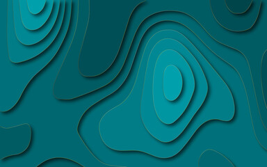Aufkleber - Seamless abstract sky blue green background paper cut realistic topography relief. Vector illustration.  luxury paper cut 3d background. 
