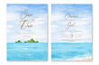 © cocomomo - Set of wedding invitation template with summer beach hand drawn watercolor background