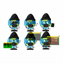 Canvas Print - A Hacker globe ball character mascot with