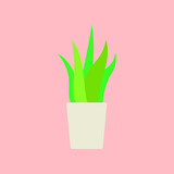 Fototapeta Tulipany - Plant in pot Cartoon Flat Vector Illustration