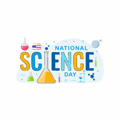 national science day banner greeting celebration vector graphic