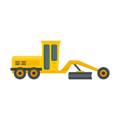 Poster - grader machine bulldozer icon flat isolated vector