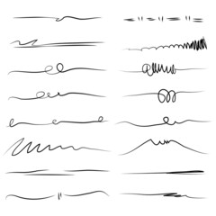 Poster - Set of hand drawn lines. artistic pen brushes. Doodle design element with underline, scribble, swashes, swoops. swirl. vector illustration